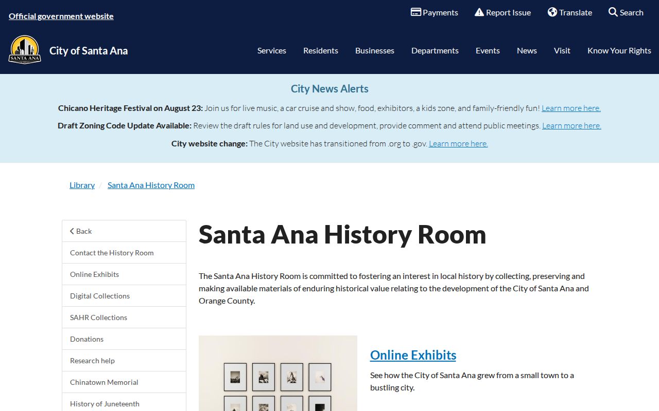 Santa Ana city directory History Room local history gateway