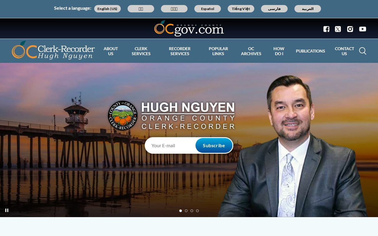 Santa Ana residents directory view of the Orange County Clerk-Recorder records hub