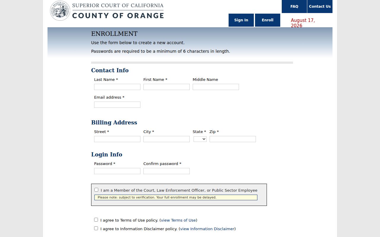 Santa Ana resident lookup court name search enrollment